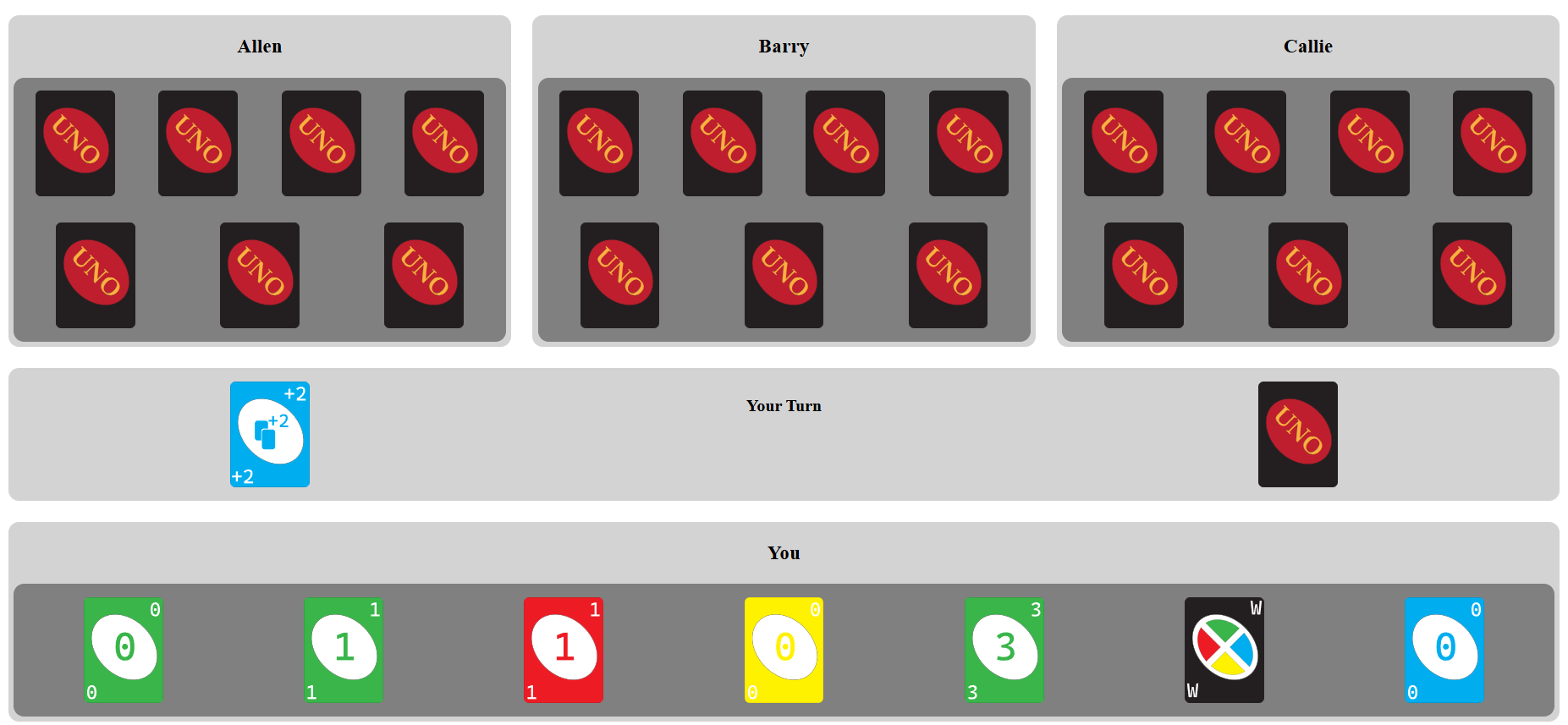 A game of UNO in JavaScript
